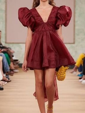 Aje. Gretta Tie-Detailed Gathered Organza Mini Dress Size US 4 AU 8 Valentines‎